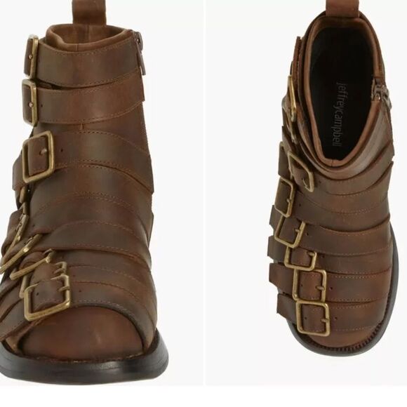 Jeffrey Campbell NWT Belted Up Biker Inspired Leather Boot in Brown 8.5 $350 - Picture 1 of 7